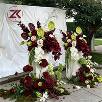 ZKAI Composition florale artificielle de luxe vert bordeaux, centre de table de mariage, orchidée en soie, style cascade, décoration événementielle