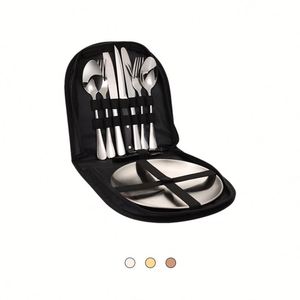 Ensemble de couverts en acier inoxydable 410, couteau, fourchette et cuillère en métal portables pour le camping en plein air et l'usage quotidien - Product Image 1
