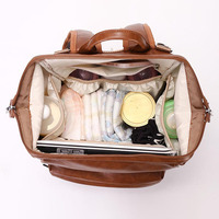 Sac à couches en cuir véritable personnalisé sac à dos pour femmes maman et bébé station à langer caractéristique