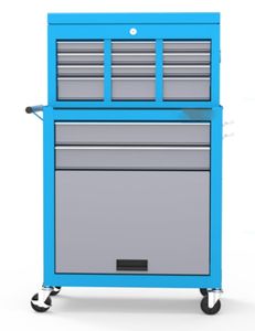 Cofre de herramientas rodante de 8 cajones Combo de caja de herramientas de banco de trabajo 3 en 1 exclusivo con carrito de utilidad de 2 neumáticos extraíble Gabinete de almacenamiento grande - Product Image 2