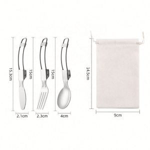 Juego de Cubiertos Plegables de Acero Inoxidable 304 con Acabado Espejo y Logotipo Personalizado, con Estuche de Almacenamiento - Product Image 3