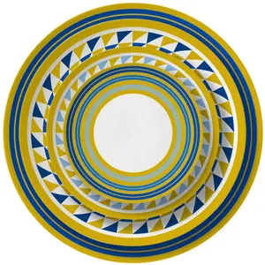 Restaurante de luxo em porcelana boêmia estilo nórdico ocidental chinês, jantar em porcelana branca e azul, servindo pratos de cerâmica, prato marroquino