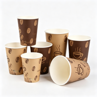 Gobelet en carton simple paroi, personnalisable avec logo, jetable, pour bureau et café, anti-fuite, diverses tailles, vente en gros