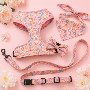 Custom Luxury Puppy Leash <b>Collar</b> Adjustable Pet Poop Bag Bandana Reversible Breathable Neoprene Dog Harness Sets - Product Image 2