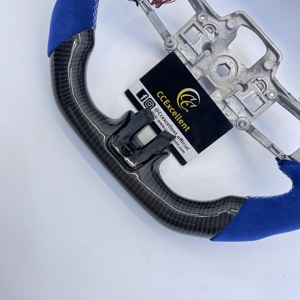 Volante de Fibra de Carbono Personalizado con LED para <span class=keywords><strong>Ford</strong></span> Mustang S550 GT <span class=keywords><strong>Shelby</strong></span> 2018-2023, con Alcántara Azul - Product Image 3