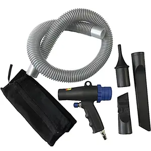 Air Blow Gun Set 9 piece. Vacuum Tool Kit with brush Clean obstructed areas with self vacuuming extraction bag
