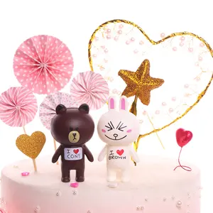 케이크 장식 장식품 만화 곰 토끼 어린이 인형 서 앉아 베이킹 드레스 생일 및 휴일 장난감