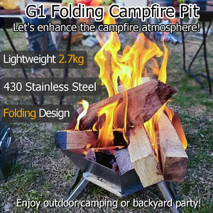 Brasero pliable en acier inoxydable 430, barbecue <span class=keywords><strong>portable</strong></span> léger, brûleur à bois pour <span class=keywords><strong>camping</strong></span>, jardin, barbecue - Product Image 2