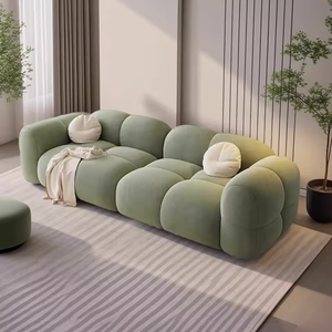 Sofá Modular de Diseño Moderno en Color Crema para Sala de Estar, Juego de Puffs de Material de Pana de Color Sólido, Muebles Reclinables - Product Image 4