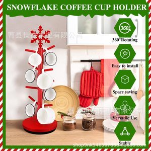 Christmas Wooden Cup Holder Rotating Desktop Storage Rack Solid Wood 5 Layers Novelty Design - Product Image 2