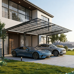 Abri <span class=keywords><strong>de</strong></span> voiture en aluminium robuste avec toit en polycarbonate transparent, imperméable et anti-UV, auvent <span class=keywords><strong>de</strong></span> voiture permanent pour usage résidentiel - Product Image 1