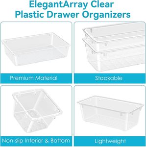 Ensemble de 12 organiseurs de tiroirs en <span class=keywords><strong>plastique</strong></span> transparent, empilables, avec séparateurs, plateau en acrylique transparent, <span class=keywords><strong>rangement</strong></span> en <span class=keywords><strong>plastique</strong></span> pour épices, antidérapant - Product Image 3