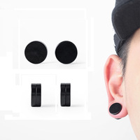 1 Paire de Boucles d'Oreilles Simples Punk Rondes Magnétiques pour Hommes et Femmes en Acier Inoxydable, Sans Perçage, Faux Dilatateurs, Bijoux