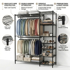 Armadio Aperto in Acciaio Resistente OEM&ODM, Guardaroba Portatile in Metallo, Espositore per Abbigliamento per Negozi di Moda - Product Image 2
