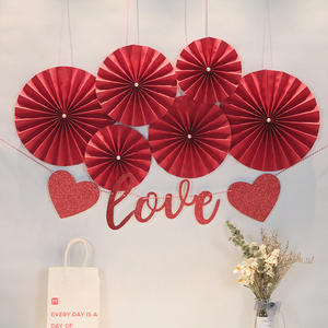 Guirlande en <span class=keywords><strong>papier</strong></span> rose avec motifs roses, objets artisanaux pour mariage, fête d'anniversaire, décoration de maison - Product Image 1