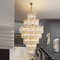 Plafonniers de style européen pour villa, salon, hauteur réglable pour escaliers en colimaçon double hélice, lustre en cristal à plusieurs niveaux