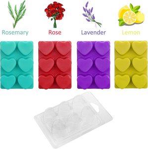 Récipients de fusion de cire-moules de fusion de cire en plastique vides transparents à 6 cavités-100 paquets de coquilles en forme de cœur pour faire des tartes - Product Image 6