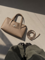 Sac à main enveloppe en cuir de vachette grainé, sacoche à rabat froncé, sac de jour ovale à fermoir rotatif, vente en gros, approvisionnement direct