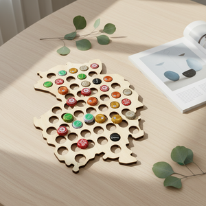 Supporto per Birra a Forma di Mappa del Mondo in Legno Ecologico Personalizzato, Tema Amore, Regalo per Pasqua e Festa del Papà, Decorazione da Parete - Product Image 2