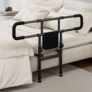 Barre de maintien réglable pour lit, noire, 120 cm et moins, pour aider les personnes âgées à se lever, installation sans perçage, barre de sécurité - Product Image 1