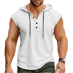 Nouveau Hoodie de Sport Uni et Élégant en Coton 100% Supérieur Respirant avec Poche et Boutons pour Homme – Idéal Été - Product Image 2