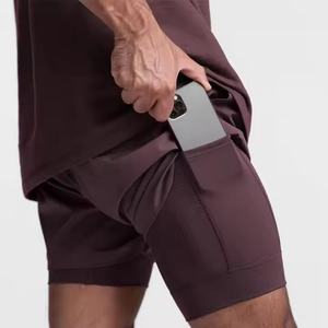 Logo Custom Designer Basketball Sports Shorts for Men Mesh with Pocket Double <b>Layer</b> Workout Jogger Compression Shorts Mens - Product Image 4