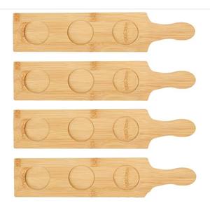 Soporte de madera para vasos con asa, bandeja para 3 vasos, para bar, whisky, cócteles, uso en restaurantes, bandeja de escritorio de madera maciza - Product Image 1