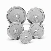 Disque de poids en fonte polie chromée standard avec logo personnalisé pour équipement de musculation et d'entraînement en salle de sport