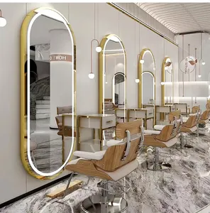 홈 호텔에 대 한 2023 최신 대형 프레임 드레싱 황금 벽 타원형 장식 전체 길이 거울