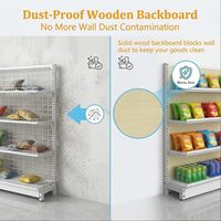 Étagère murale de présentation pour magasin de puériculture, robuste, multi-niveaux, en métal, avec panneau arrière en bois