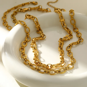 Collar de Cadena de Cable con Línea Geométrica Simple de Acero Inoxidable 304 Chapado en Oro de 18K de Moda para Mujer, Joyería Minimalista - Product Image 6