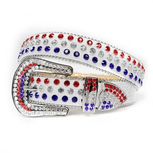 Nuevo Cinturón BB <span class=keywords><strong>Simon</strong></span> de Diseño de Lujo Original de Fábrica, Cinturón con Tachuelas de Diamantes, Cinturón de Moda con Pedrería Roja Colorida para Hombre y Mujer - Product Image 3