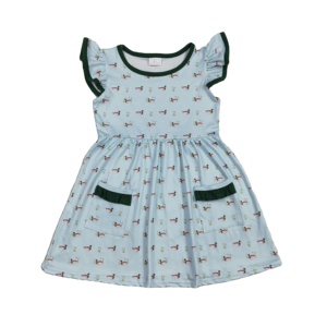 Vestido de Verano para Niñas Pequeñas, sin Mangas, Cuello Redondo, Estampado de Patos Mallard, Algodón y Spandex, Transpirable, Línea A, Venta al Por Mayor, RTS Boutique - Product Image 1