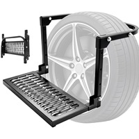 Marchepied pliable monté sur roue, capacité de charge 350 LBS, réglable, antidérapant, pour accès au toit des SUV et camions