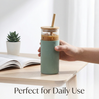 Gobelet en verre borosilicate avec paille 500 ml, manchon en silicone résistant à la chaleur, fabriqué à la main, compatible lave-vaisselle, unisexe, logo personnalisé OEM