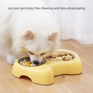 Mangkuk pemberi makan lambat Stainless Steel 2-in-1, desain Oval Modern dengan gaya cinta bahan plastik - Product Image 4