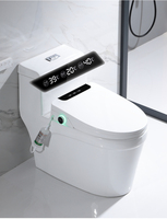 Siège de Toilette Allongé Bidet Intelligent Auto-Fermant avec Chauffage Instantané, Télécommande et Couvercle en Plastique