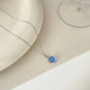 Kaiming – collier avec pendentif en forme de cœur en argent Sterling S925, bleu océan, pour femmes, usage quotidien, bijoux fins - Product Image 4