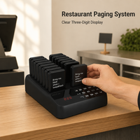 Sistema de Llamada Inalámbrico a Prueba de Agua con 16 Pagers y Vibración para Restaurantes, Hospitales, Bancos, Cafeterías - Sistema de Llamada para Camareros de Largo Alcance