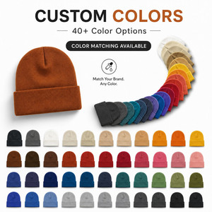 Custom Logo Knitted <b>Beanie</b> <b>Hat</b> 40 Colors Soft Acrylic Winter Warm Skull Cap Wholesale Promotional Blank Cuffed <b>Beanie</b> Unisex - Product Image 3