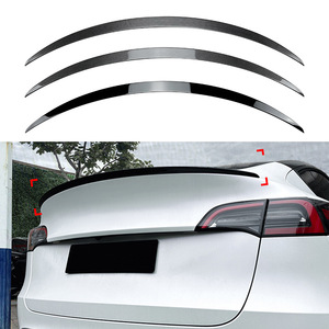 Tesla Model Y <b>Rear</b> <b>Spoiler</b> Wing ABS Piano Black Glossy Carbon Fiber Texture Trunk Lip Trim - Product Image 1