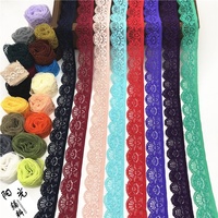 Dentelle élastique en nylon et élasthanne tricotée chaîne de 2,5 cm, style européen-américain, ajourée simple face, accessoires DIY