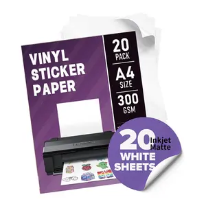 Papel adhesivo autoadhesivo A4, pegatinas de vinilo, papel adhesivo de inyección de tinta A4 personalizado, etiqueta blanca brillante