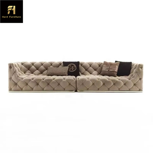 Sofá de pan de terciopelo de tela de lujo contemporáneo italiano, sofá de cuero, sofá con botones para sala de estar, sofás para sala de estar - Product Image 5