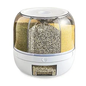 Dispensador de arroz para cozinha, dispensador rotativo com 6 grades à prova de umidade, caixa de armazenamento de cereais, recipiente para arroz, venda imperdível