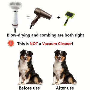 Sèche-cheveux pour animaux de compagnie, brosse de toilettage 2 en 1, peigne en acier inoxydable ABS, alimenté par batterie, pour chat et chien - Product Image 3