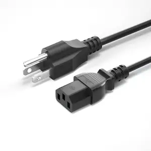 Iec320 Standard American Plug C13 Plug To Nema 5-15p Plug Power Cord 3 Pin Prong Replacement Universal Ac Power Extension Cord