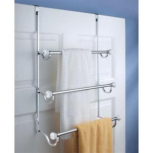 Portasciugamani da appendere sopra la porta con ganci, a 3 livelli, in <span class=keywords><strong>acciaio</strong></span> inossidabile, per l'organizzazione del bagno - Product Image 1