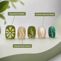 Y21 Faux Ongles à Presser Personnalisables en Gros avec Logo, Fournitures d'Art Ongulaire Colorées en Forme d'Amande Réutilisables pour Intérieur