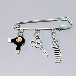 Spilla Creativa per Parrucchieri, Distintivo con Stampa Digitale Placcato Oro, Regalo per Barbieri - Product Image 2